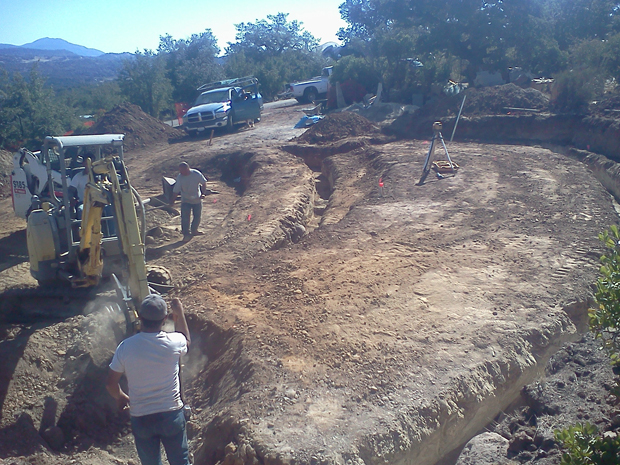 Footings being excavated for storage building.