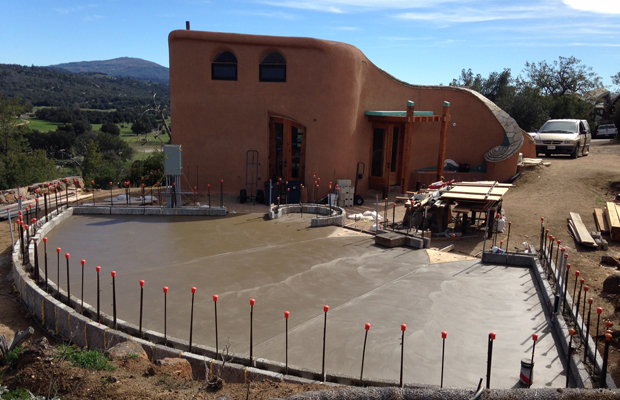 Slab pour for Third Building. View of Second Building beyond.